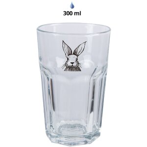 Clayre & Eef RAEGL0004 Verre à boire Lapin Transparent 300ml 7x12cm