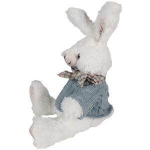 Clayre & Eef TW0601 Lapin en peluche blanc bleu 22cm