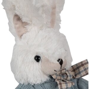 Clayre & Eef TW0601 Lapin en peluche blanc bleu 22cm