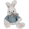 Clayre & Eef TW0601 Lapin en peluche blanc bleu 22cm