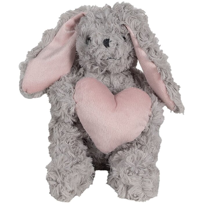 Clayre & Eef TW0603 Lapin en peluche Gris avec cœur 14x15x20cm