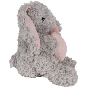 Clayre & Eef TW0603 Lapin en peluche Gris avec cœur 14x15x20cm