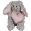 Clayre & Eef TW0603 Lapin en peluche Gris avec cœur 14x15x20cm