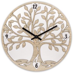 ZEP Vita Horloge murale design arbre en bois blanc...