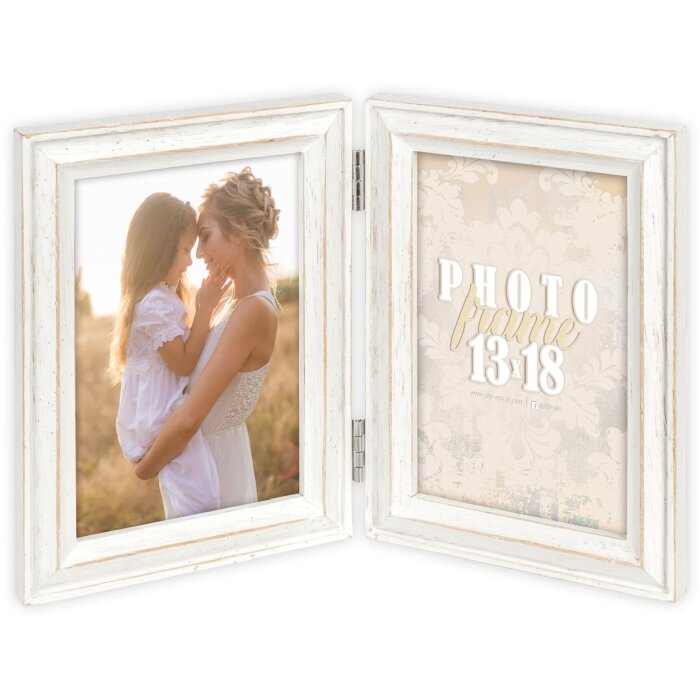 Cadre double en bois ZEP Rosel 2 photos 10x15 cm Blanc (27x18 cm)