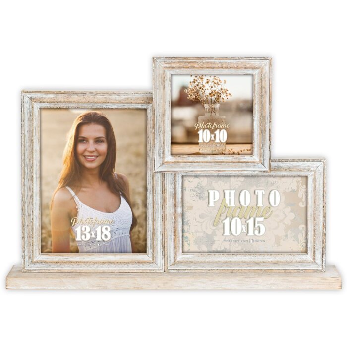 Cadre photo ZEP Rosel 3Q 10x10, 10x15 et 13x18 cm (37x26,5 cm) Naturel