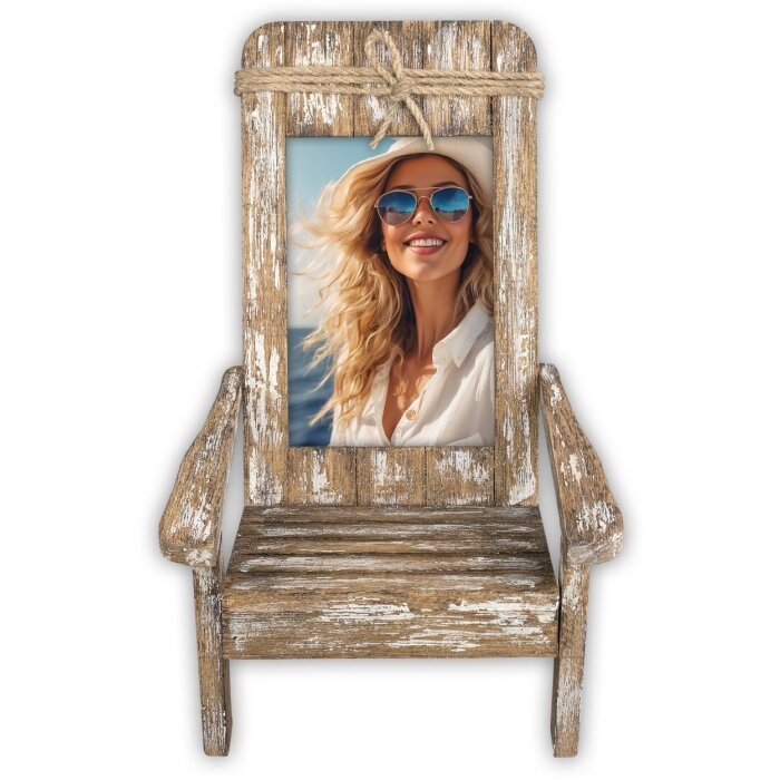 Cadre photo en bois ZEP Gallipoli look chaise longue 10x15 cm 16x16x24 cm