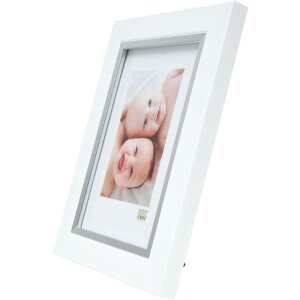 Cadre photo Deknudt S45VK1 blanc/argenté bord intérieur 29.7x42 cm plastique