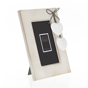 Cadre en bois ZEP Melissa Coeurs 10x15 cm blanc/gris/crème