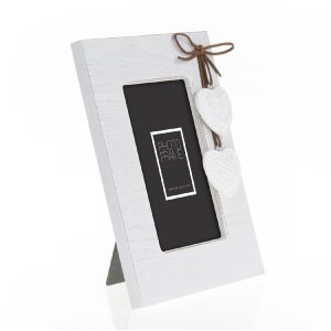 Cadre en bois ZEP Melissa Coeurs 10x15 cm blanc/gris/crème