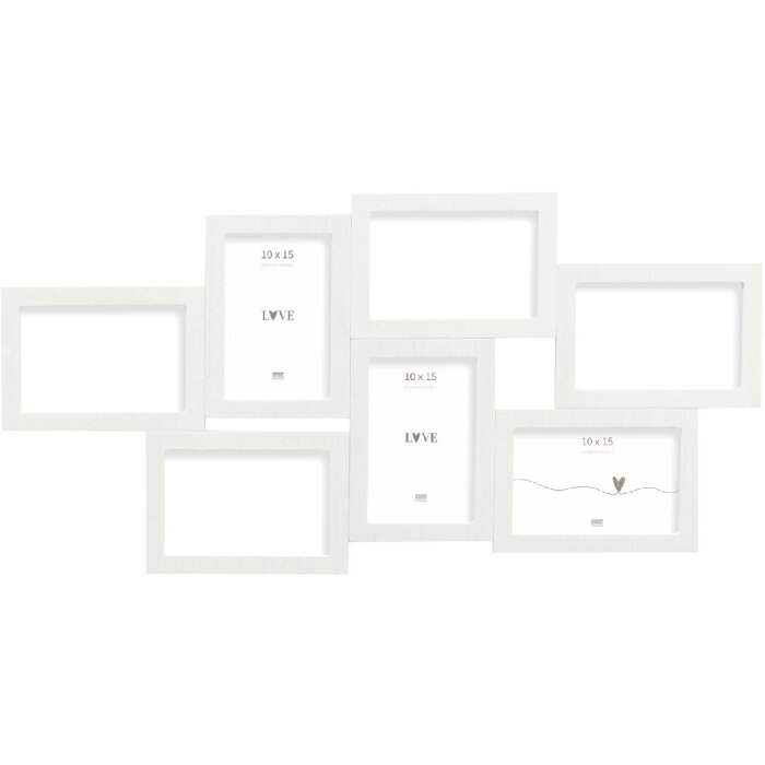 Cadre photo mural Deknudt S68UC1 blanc 10x15 cm pour 7 photos