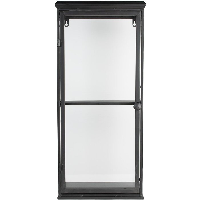 Armoire vitrine Fer Verre Noir 31x21x70 cm Étagère murale