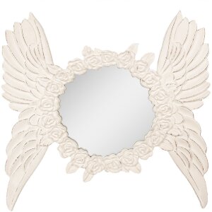 Clayre & Eef Miroir mural rond Beige Ailes &...