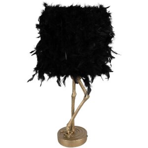 Clayre & Eef 5LMC0035 Lampe de table noire plumes...