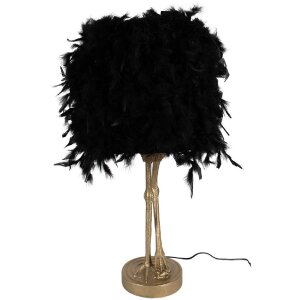 Clayre & Eef 5LMC0035 Lampe de table noire plumes...