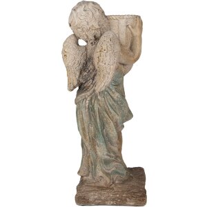 Clayre & Eef 5MG0041 Ange déco Statue en pierre Beige-Bleu 24x27x58 cm