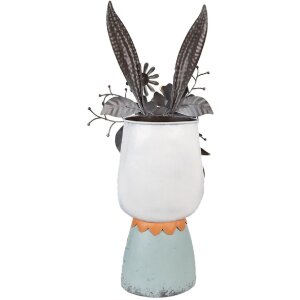 Clayre & Eef 5Y1213 Lapin décoratif avec fleurs blanc multicolore 29x19x62 cm