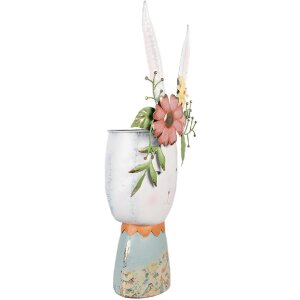 Clayre & Eef 5Y1213 Lapin décoratif avec fleurs blanc multicolore 29x19x62 cm