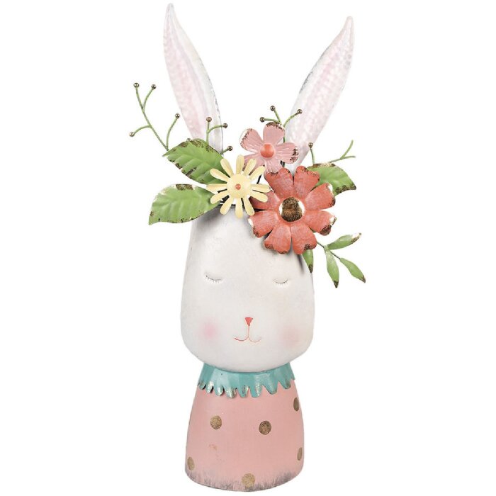 Clayre & Eef 5Y1214 Pot de fleurs lapin rose turquoise 29x19x62 cm