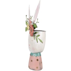 Clayre & Eef 5Y1214 Pot de fleurs lapin rose turquoise 29x19x62 cm