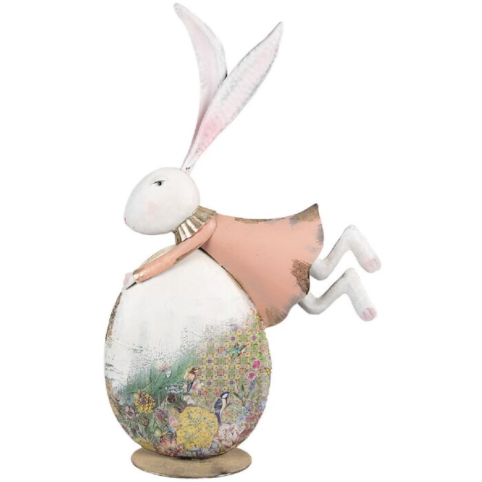 Clayre & Eef 5Y1215 Lapin de Pâques Figurine décorative rose pastel 35x11x56 cm