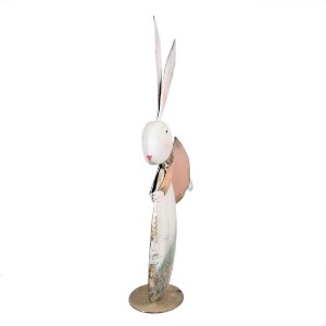 Clayre & Eef 5Y1215 Lapin de Pâques Figurine décorative rose pastel 35x11x56 cm