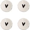 Clayre & Eef 65285 Bouton de porte Coeur Blanc Noir Ø 4x3/6 cm Set 4 pièces