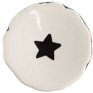 Clayre & Eef 65288 Bouton de porte motif étoile blanc noir Ø4x3/6 cm