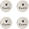 Clayre & Eef 65289 Bouton de porte Love blanc noir Ø 4x3/6 cm