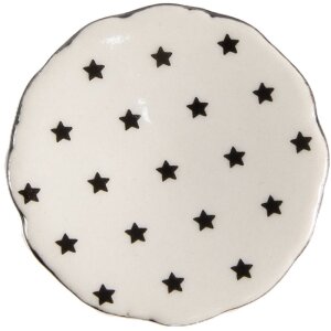 Clayre & Eef 65291 Bouton de porte motif étoiles blanc noir Ø 4x3/6 cm