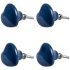 Clayre & Eef 65294 Bouton de porte en forme de cœur bleu foncé Ø 4x3/6 cm Set 4 pièces