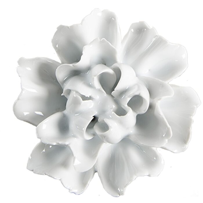 Clayre & Eef 65305 Bouton de porte forme fleur Céramique Blanc Ø 6x3/6 cm