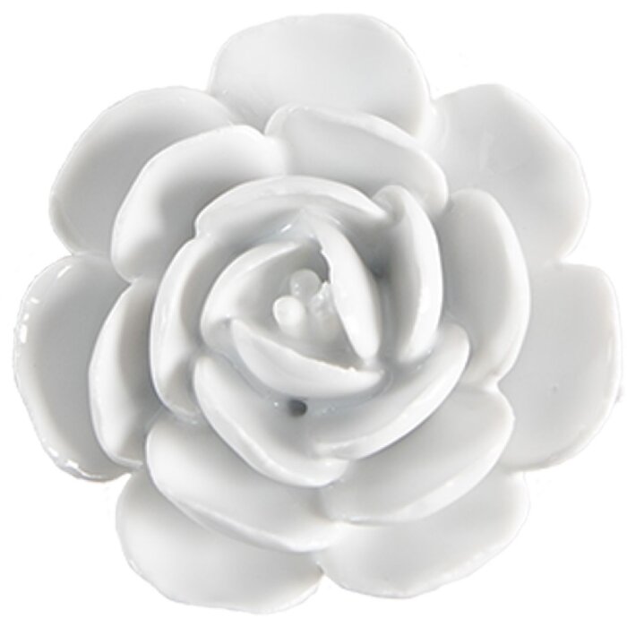 Clayre & Eef 65306 Bouton de porte céramique blanc forme de fleur Ø 6x3 cm