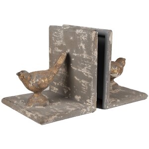 Clayre & Eef 65381 Serre-livres Oiseaux Gris (2)...