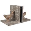 Clayre & Eef 65381 Serre-livres Oiseaux Gris (2) 26x15x16 cm