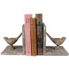 Clayre & Eef 65381 Serre-livres Oiseaux Gris (2) 26x15x16 cm