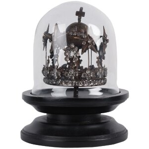 Clayre & Eef 65468 Cloche en verre avec couronne Décoration Ø 20x26 cm