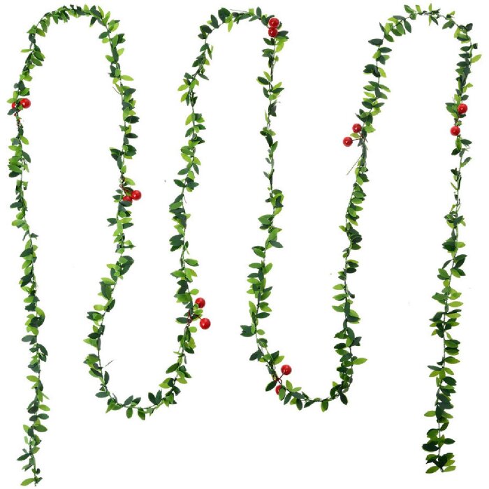 Clayre & Eef 65487 Guirlande de Noël Décoration 270 cm Set 12 Vert Rouge