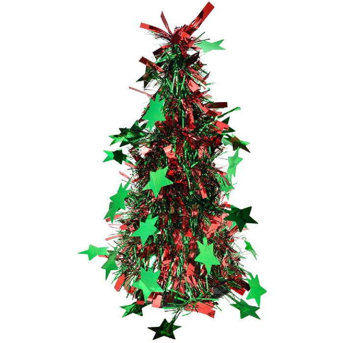 Clayre & Eef 65539S Décoration Sapin de Noël Ø 12x25 cm vert rouge brillant