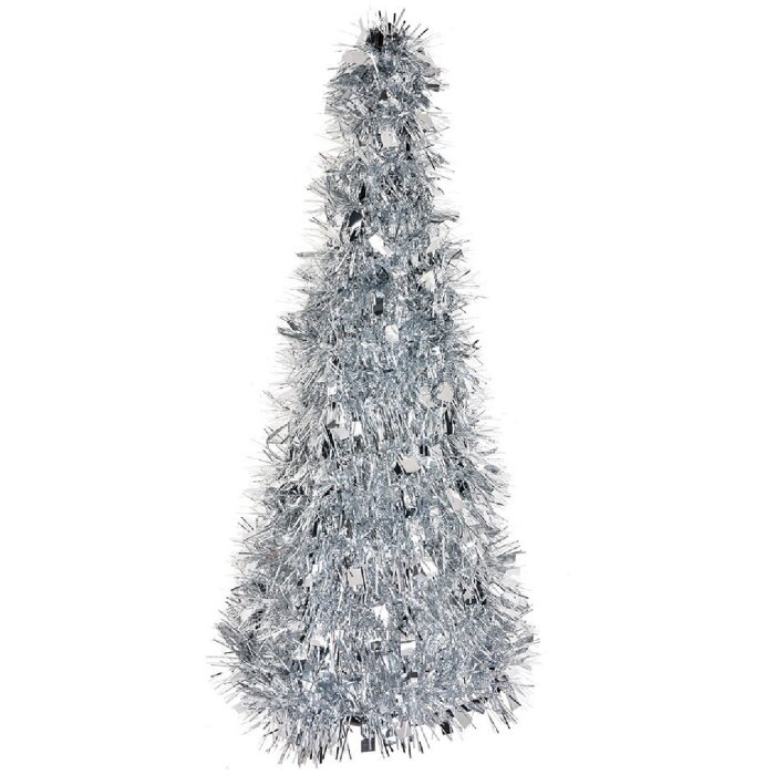 Clayre & Eef 65541M Décoration Sapin de Noël argenté Ø 16x38 cm