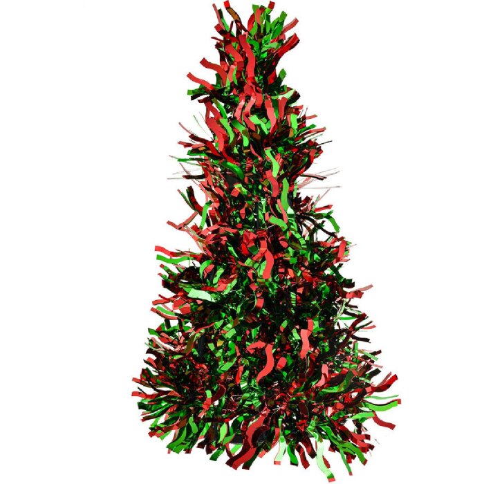 Clayre & Eef 65543S Décoration Sapin de Noël rouge vert Ø 12x25 cm