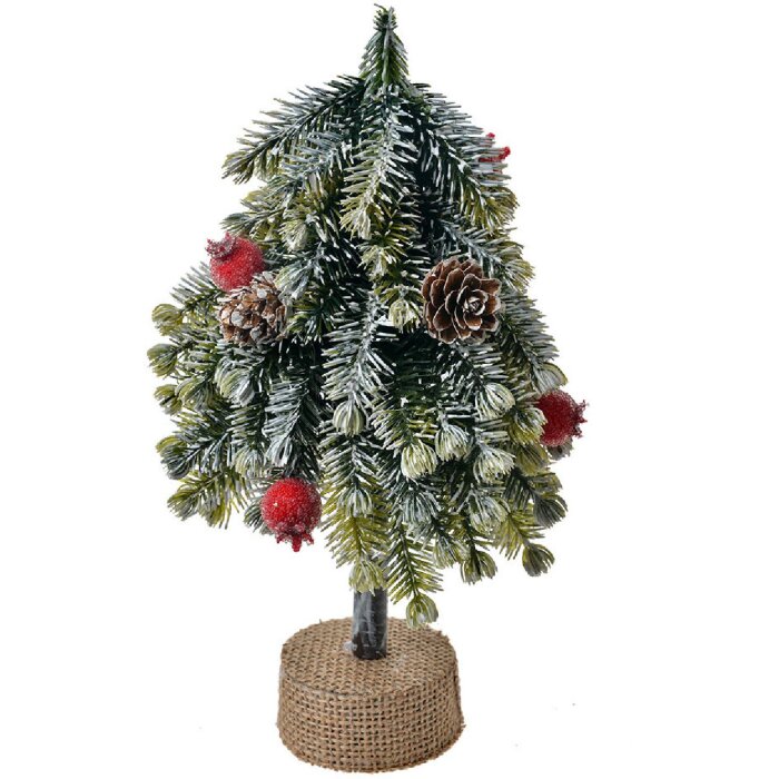 Clayre & Eef 65572 Arbre de Noël artificiel 12x12x24 cm avec cônes et baies