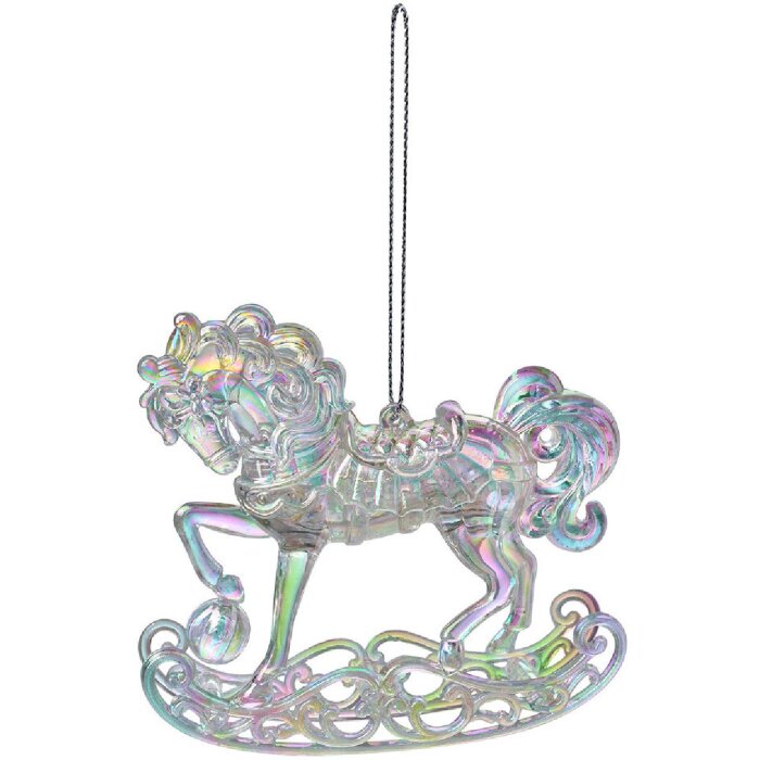 Clayre & Eef 65603 Décoration suspendue Cheval à bascule transparent 10x3x10 cm