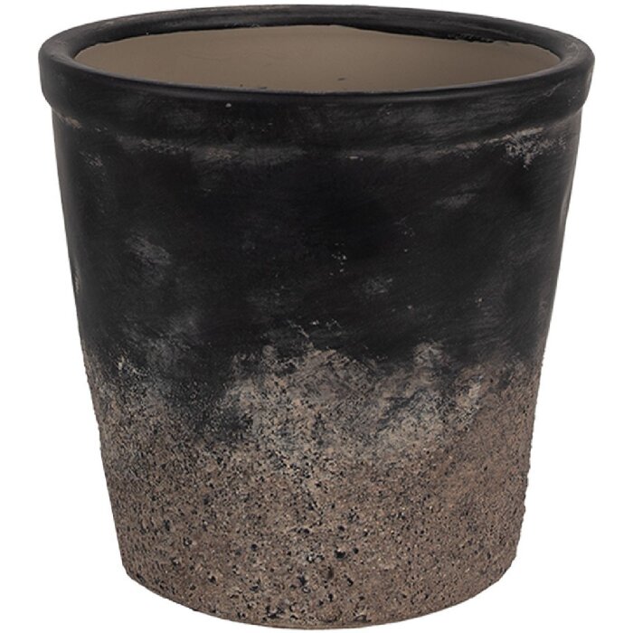 Clayre & Eef 6CE1719S Décoration Pot de fleurs Ø 12x11 cm Noir Gris