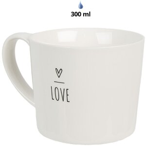 Clayre & Eef 6CEMU0148 Gobelet blanc 12x8x7 cm 275 ml Motif Love