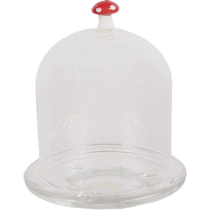 Clayre & Eef 6GL4444 Cloche en verre rouge blanc Ø 10x12 cm