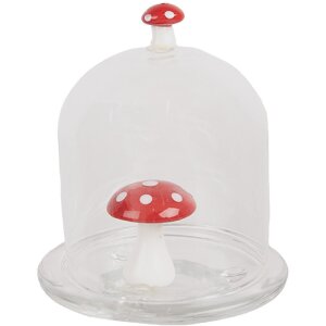 Clayre & Eef 6GL4444 Cloche en verre rouge blanc Ø 10x12 cm