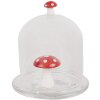 Clayre & Eef 6GL4444 Cloche en verre rouge blanc Ø 10x12 cm