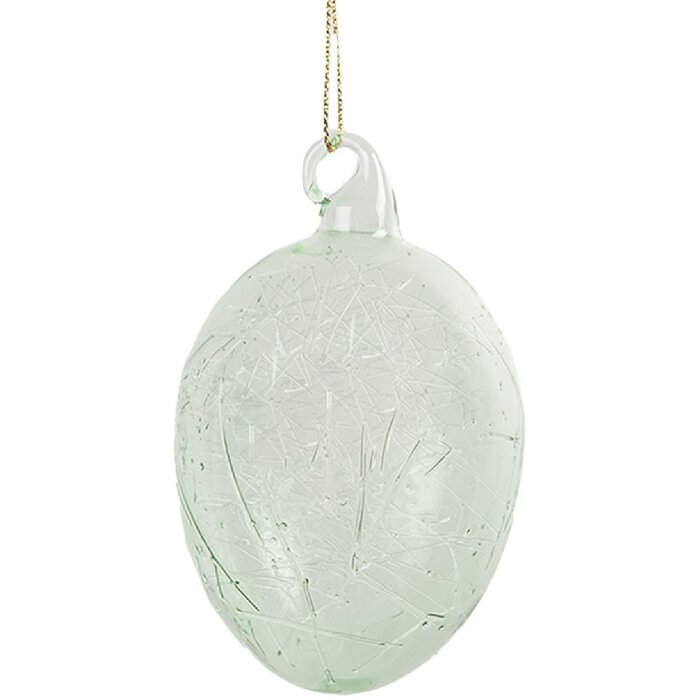 Clayre & Eef 6GL4449 Décoration Oeuf suspendu verre vert Ø 6x10 cm