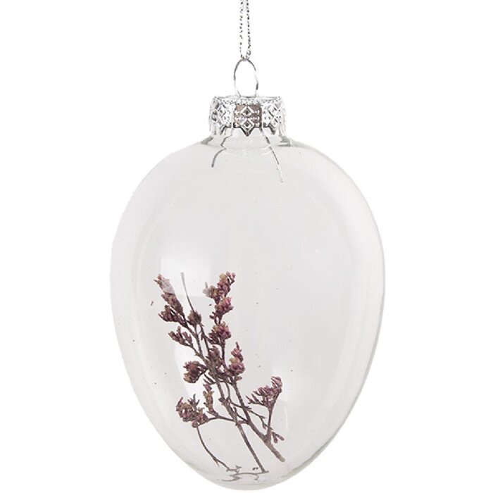 Clayre & Eef 6GL4461 Pendentif de Pâques Oeuf 7x10 cm Transparent Verre